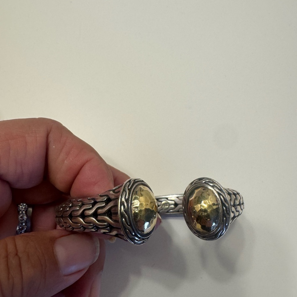 John Hardy Hammered Dome Two-Tone Cuff Bracelet